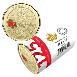 1896-2021 Klondike Gold Rush 125th Anniversary $1 Loonie Coloured Coin RCM Roll - Picture 1 of 3
