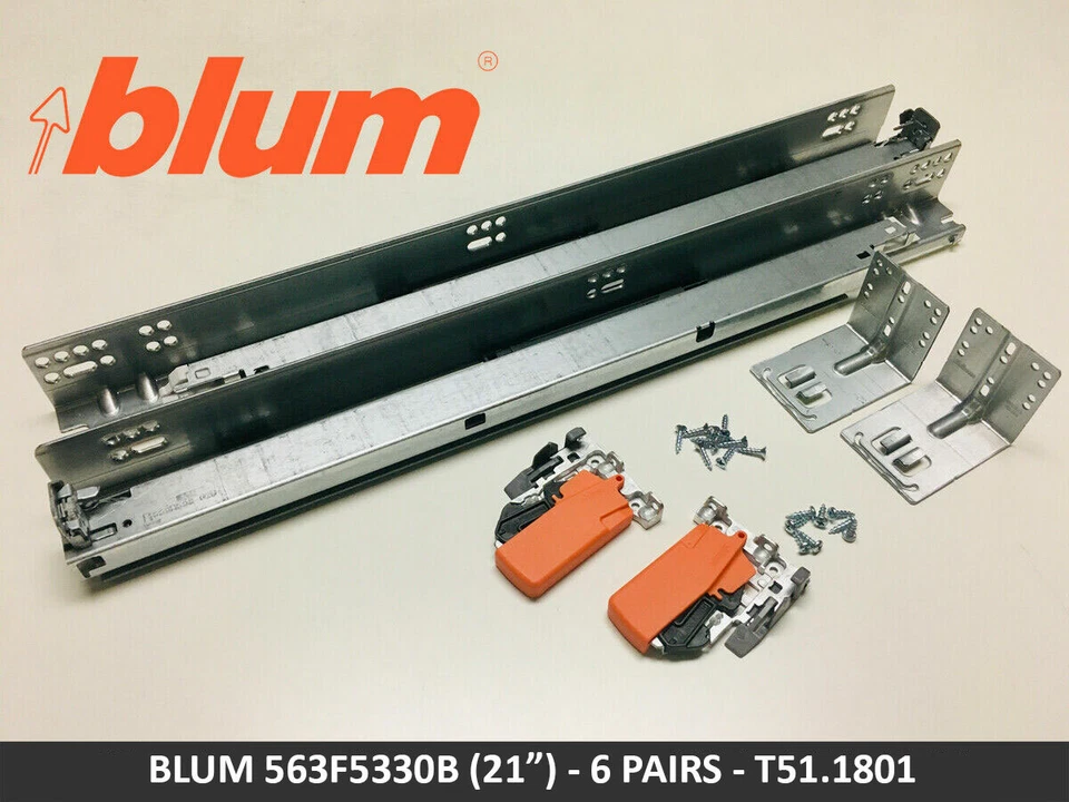 Blum 563F5330B TANDEM Plus BLUMOTION Full Extension Concealed Drawer Slides Zinc