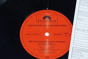 CLIFF RICHARD AND SARAH BRIGHTMAN -All I Ask Of...- 12" Polydor Archiv-Copy mint - Picture 1 of 1