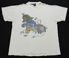 Rare VTG KIKWEAR Big City Fit Blue Guy TV Graphic T Shirt 90s Skater White OSFA