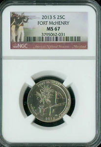 2013 S FORT McHENRY PARKS QUARTER NGC MS67 2ND FINEST GRADE . - Picture 1 of 2