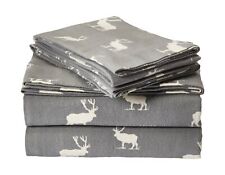 Eddie Bauer Elk Grove Flannel Sheet Set Queen Gray