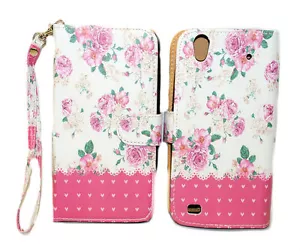 Rose Flower on White Design Wallet Leather Case for ZTE Quartz Z797C - Picture 1 of 6