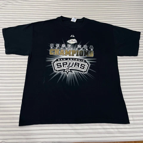Vintage 2007 San Antonio Spurs NBA Finals Champions Shirt Size XL Double Sided Cover