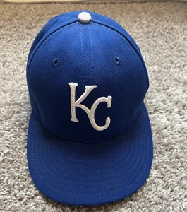 Kansas City Royals KC New Era 59Fifty Fitted Mens Hat Cap Blue 7 1/8 MLB - Picture 1 of 6