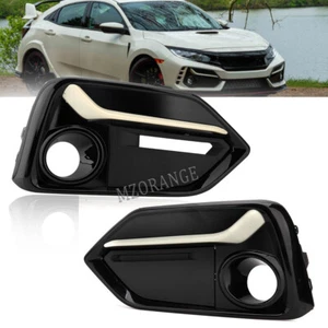 Front Pair Bumper Fog Light Grille Cover For Honda Civic 2016-2021 Si 4DR Sedan - Picture 1 of 24