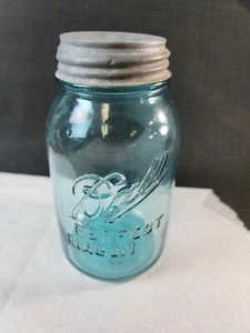 Vintage Ball Mason Jar Blue #5c Or G With Zinc Lid - Picture 1 of 8