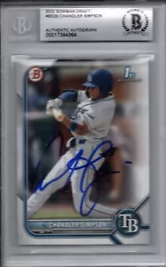 Chandler Simpson Rays 2022 Bowman Draft Autographed Signed Rookie Card Beckett - Picture 1 of 2