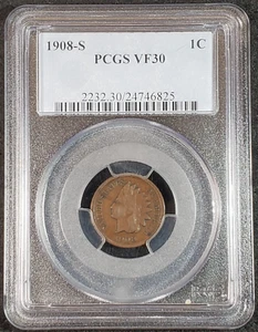 1908 S Indian Head Cent PCGS VF30 2232.30/24746825 Exquisite Coin Rare - Picture 1 of 10
