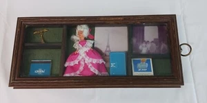 Wooden Shadow Box Travel Paris France Parisian Doll Real Photos Matchbooks Used - Picture 1 of 15