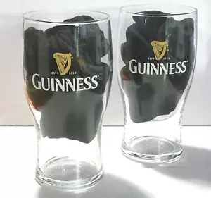 Menge 2 Guinness Original Gläser Harfe Logo 20oz Imperial Pint Größe 6 1/4" hoch - Bild 1 von 4