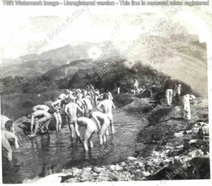Chasseurs Alpins Photo Ancienne Plaque Verre Nude Soldiers Washing French Army - Picture 1 of 2