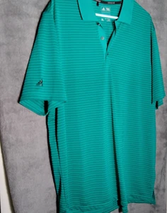 Adidas Golf climacool Mens polo shirt Size XL Green Striped Short Sleeve - Picture 1 of 10