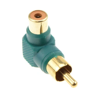 Adaptateur phono RCA angle droit vert prise audio vers prise plaqué or - Photo 1/4