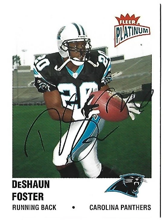 2003 FLEER PLATINUM DESHAUN FOSTER CAROLINA PANTHERS ON CARD AUTO SIGNED CARD - Image 1 of 2