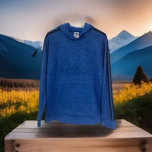 Adidas Blue Signature Hooded Pullover Hoodie Youth Boy's XL 18-20 - Picture 1 of 4