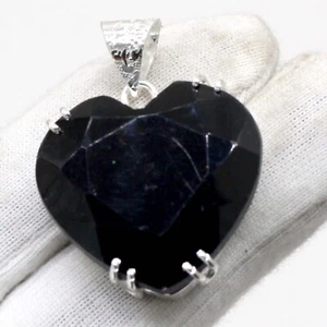 925 Sterling Silver Black Spinel Gem Pendant Jewelry - Picture 1 of 2
