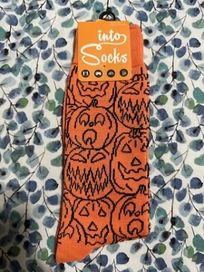 INTO SOCKS Halloween Jack O’ Lantern Pumpkin Orange Socks Brand New - Picture 1 of 2