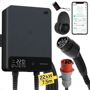 dé Typ 2 Wallbox 22kW mit APP und RFID, 6-32A 3-Phasen EV-Ladegerät 400V 7.5m - Bild 1 von 12