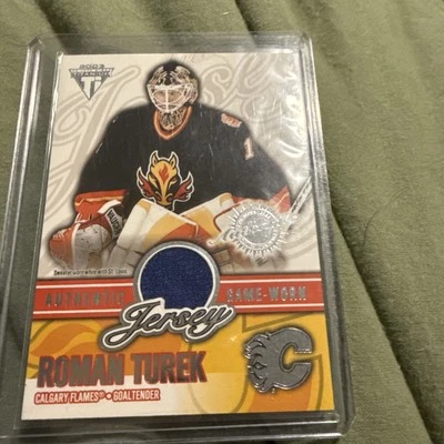 ROMAN TUREK 2002-03 Pacific Titanium Game Worn Jerseys Flames #12 17/149 - Image 1 of 3