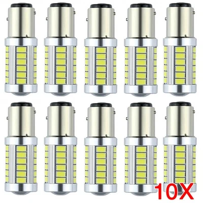 10Pcs BAY15D 1157 Car Tail Stop Brake Light 5630 33SMD LED Canbus Bulb 12V White - Image 1 of 4