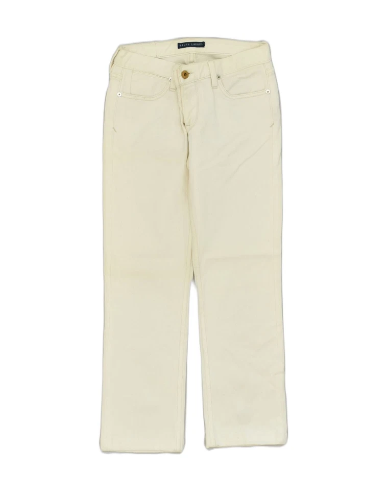 Pantalones de mezclilla rectos de cintura baja Ralph Lauren para mujer W30 L26 algodón blanco roto AB51 Foto 1 de 4