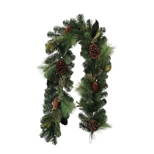 6ft/182cm Mixed Artificial Green Pine, Magnolia And Natural Cone Winter Garland - Picture 1 of 1