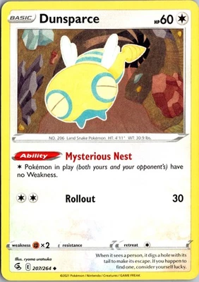 Dunsparce Uncommon SWSH08: Fusion Strike 207/264 NM - Image 1 of 2