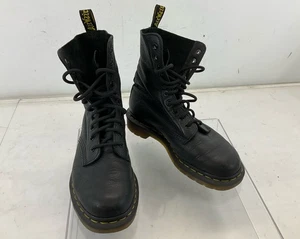 Dr. Martens 1490 Black Pebbled Leather 10-Eye Boots 7 - Picture 1 of 8