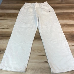 Puma Men Sweatpants Wide Leg Drawstring Waist Joggers Cream Size Medium - Picture 1 of 11