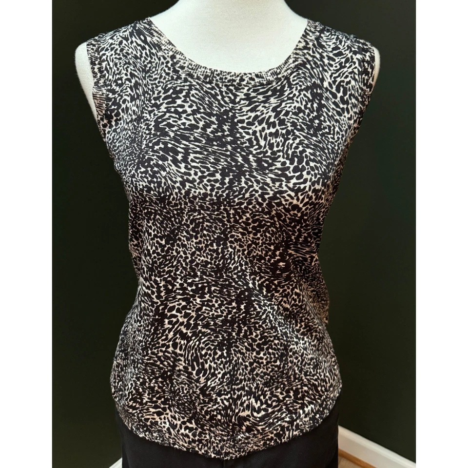 Jones New York Collection 女式无袖豹纹上衣 S 码 — 第 1/4 张图片