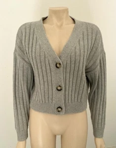 Neuw Size Sm/XS Wool Blend Neutral (Grey? Beige? Ribbed Cardigan - Picture 1 of 4