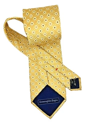 Ermenegildo Zegna Men's Geometric Dot Multicolor Gold 100% Silk Necktie 59” 3.8" - Image 1 of 4
