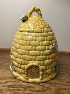 Kate Williams Beehive Cookie Jar With Bees And Flowers - Picture 1 of 9