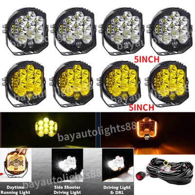 Barra de luces LED de trabajo de 5" vainas ámbar DRL redonda todoterreno conducción camión ATV antiniebla Foto 1 de 4