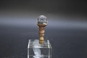 Vntg Art Deco Crystal Clear Glass Ball Lamp Finial Metal Brass Holder 1"Diameter - Picture 1 of 9