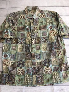 Cooke Street Shirt Mens XL Green Brown Blue Hawaiian Button Up Cotton Casual - Picture 1 of 5