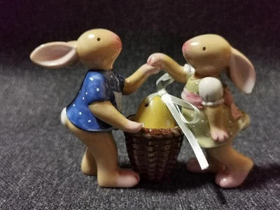 Villeroy & Boch Bunny Children Dancing Around Basket Easter Easter Bunny Children Original Box - Image 1 of 4