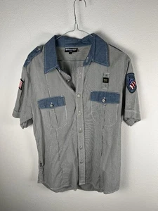 Camicia Blauer Men's Short Sleeve Shirt Blu Bianco Size L Camicia a Righe Uomo - Imagen 1 de 12