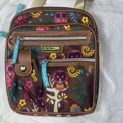 Lily Bloom Small Pink Red Colorful Floral Crossbody Nylon Shoulder Bag Pockets - Image 1 of 4