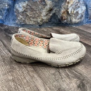 Skechers Sand Beige Leder Slipper Schuhe Flats Größe 8,5 Komfort Halbschuhe Freizeit - Bild 1 von 9