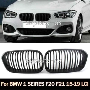 Front Kidney Grill Grille Dual Slat Matte Black For BMW 1-Series F20 15-19 SU - Picture 1 of 7