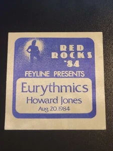 1984 EURYTHMICS & HOWARD JONES BACKSTAGE PASS-RED ROCKS-UNSUED - Picture 1 of 1