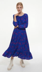 RESERVED Eco Aware Damengröße 4 blau neu mit Etikett Midi Langarm Kleid - Bild 1 von 14