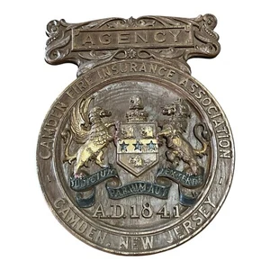 Vintage Camden Fire Insurance Association New Jersey Kunststoff Plakette Schild Wappen - Bild 1 von 11