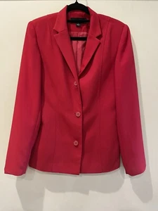 Ellen Tracy red blazer size 8, 3 button lined retro Vintage work office - Picture 1 of 7