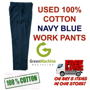 Used Uniform Work Pants 100% COTTON Cintas Redkap Unifirst G&K Dickies etc NAVY - Picture 1 of 8