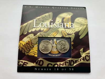 State Quarters Coins of America US Minted Quarter Dollar #18 Louisiana 2002 - Image 1 of 4