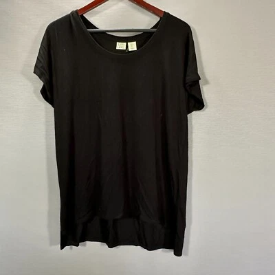 Camiseta Lucy & Laurel Top Mujer Grande Negra Algodón Elástico Manga Corta Foto 1 de 4