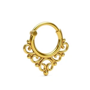 18K Gold Vermeil Swirly Statement Septum Ring, Unikat Piercing Schmuck selten Geschenk - Bild 1 von 4